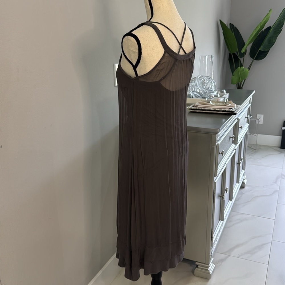 Sweetees Grey Silk Slip Sleeveless Midi Dress.  Sz M - Picture 6 of 11